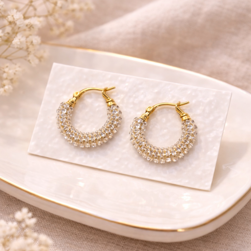 Alambradas Beige Hoop Earrings
