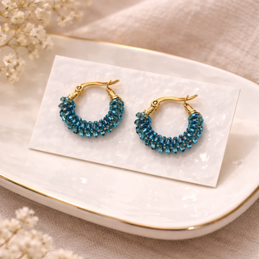 Alambrada Teal Hoop Earrings